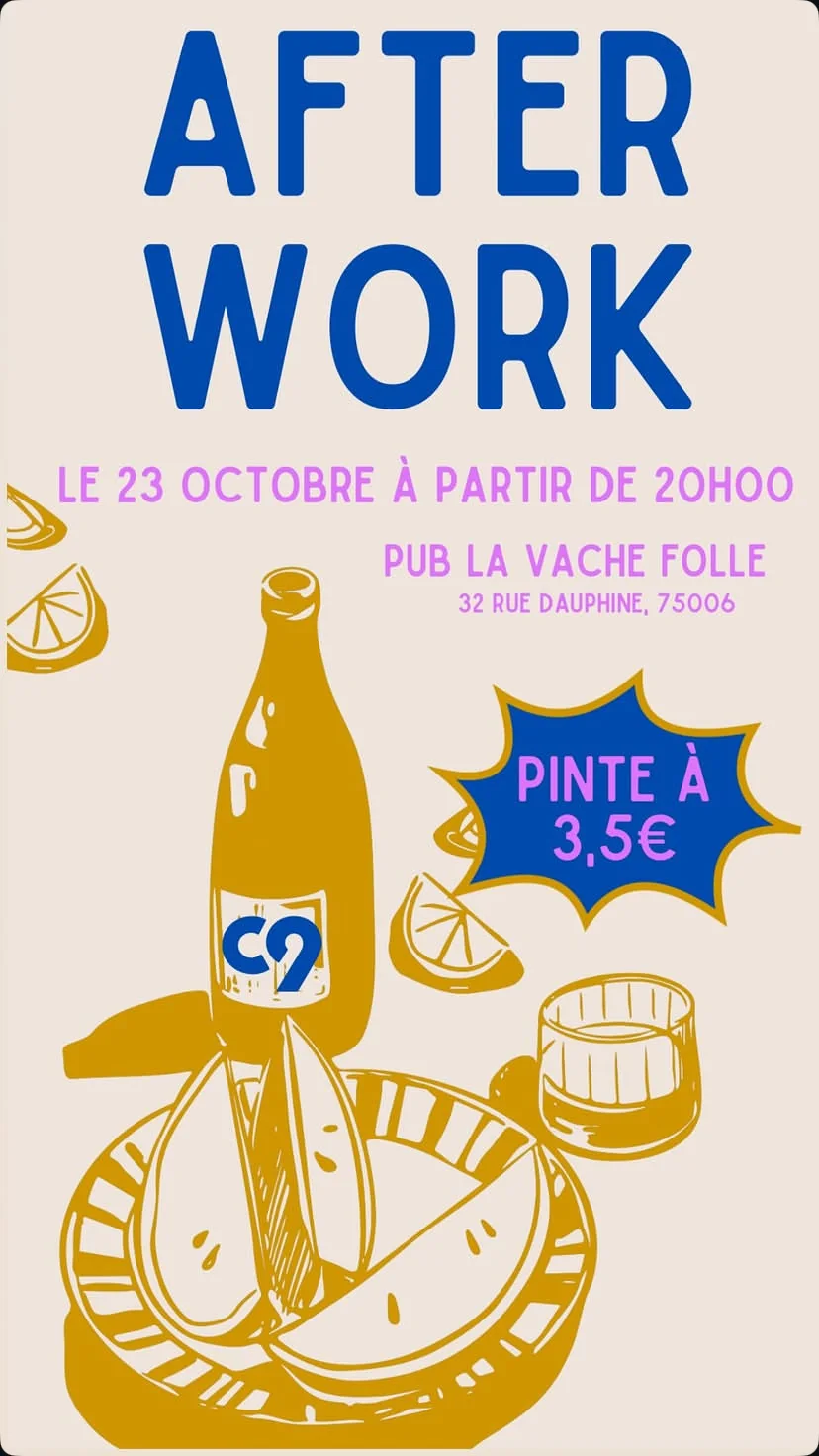 Affiche C9 de l'afterwork au Pub La Vache Folle