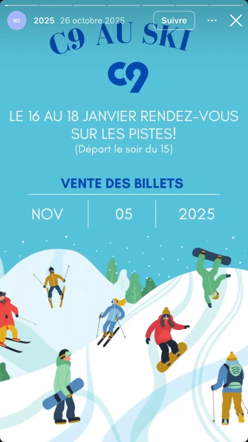 Affiche C9 au ski, ouverture de la billetterie