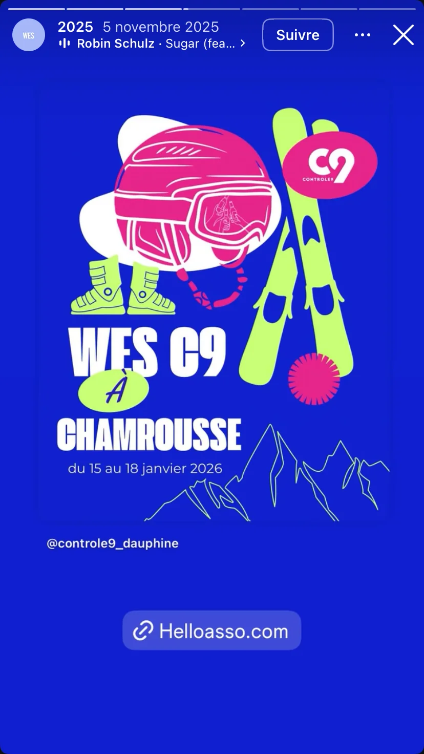 Affiche C9 du Week-end Ski, billetterie HelloAsso
